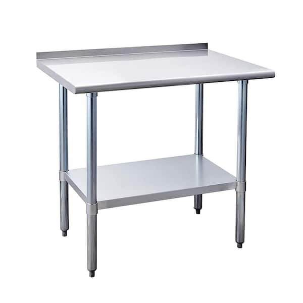 Unbranded 30 in. Stainless Steel Kitchen Utility Table with Undershelf and 1 1/2" backsplash for Restaurant, Home and Hotel