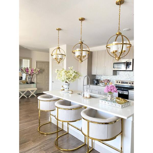 SAFAVIEH Forler 4-Watt 4-Light gold Pendant Light with Metal Shade