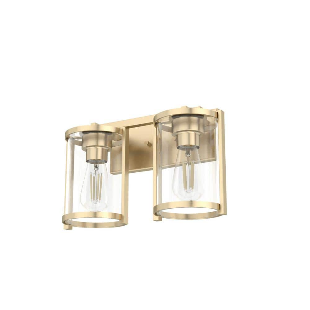 Hunter Astwood 15.5 in. 2-Light Alturas Gold Vanity Light with Clear ...