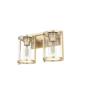 Astwood 15.5 in. 2-Light Alturas Gold Vanity Light with Clear Glass Shades Bathroom Light