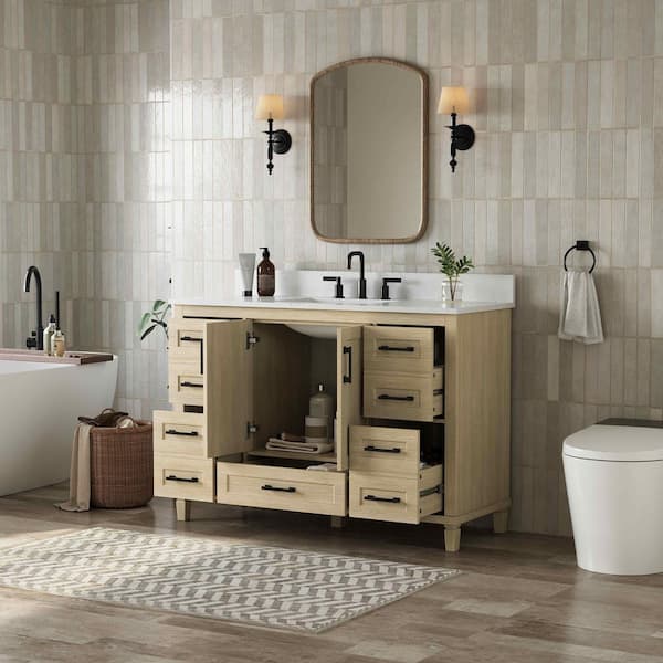 DELUXE DL LIVING Nexa 49 in. Single Sink Freestanding Oak Bath