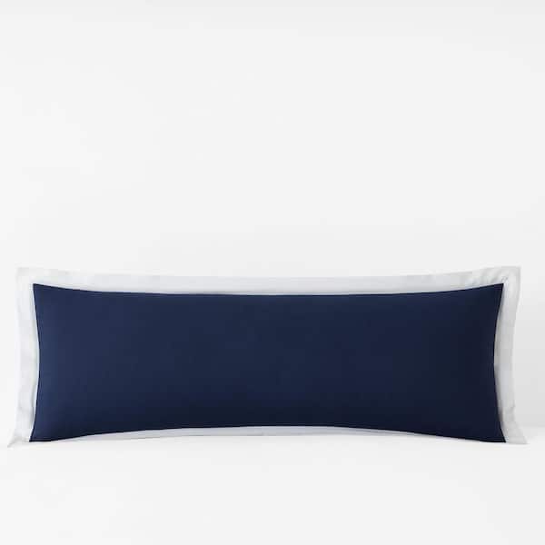 Company Cotton Solid Border Trim Navy 40 in. X 14 in. Throw Pillow Cover