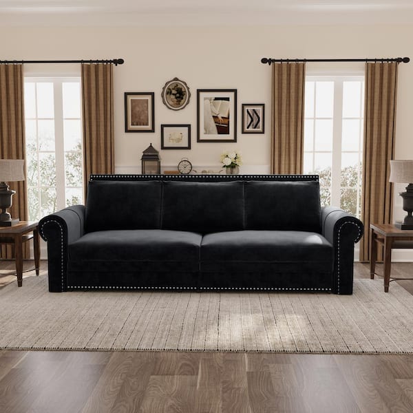 Harper & Bright Designs 3-in-1 Convertible 93.7 in. Black Velvet