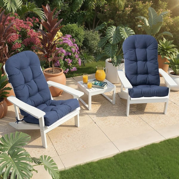 20 x 50 x 4 in. 2-Piece Outdoor Adirondack Chair Cushion with Anti-Slip Spring Band in Navy Blue