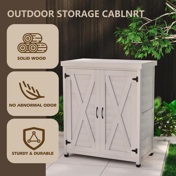31 in. W x 17 in. D x 36 in. H Gray Wood Outdoor Storage