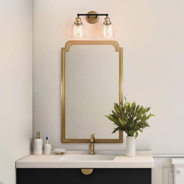 Uolfin Modern Dome Bathroom Vanity Light 2-Light Black and Brass