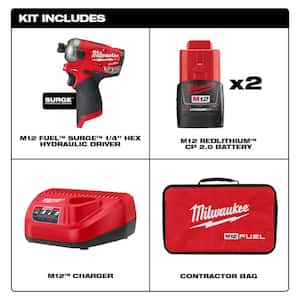 M12 FUEL SURGE 12-Volt Lithium-Ion 1/4 in. Cordless Hex Impact Driver Compact Kit with M12 ROVER Service Light