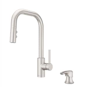 Zanna Pull Down Sprayer Kitchen Faucet with Deckplate and Soap Dispenser in Spot Defense Stainless Steel