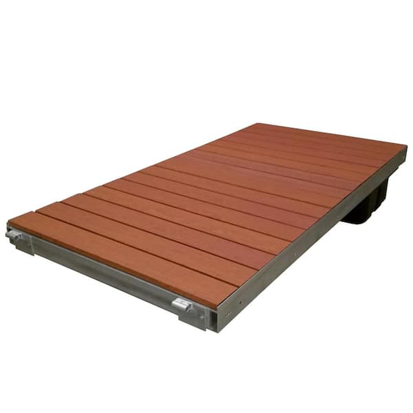 Patriot Docks 4 ft. x 8 ft. Low Profile Floating Add-On Section with Brown Aluminum Decking