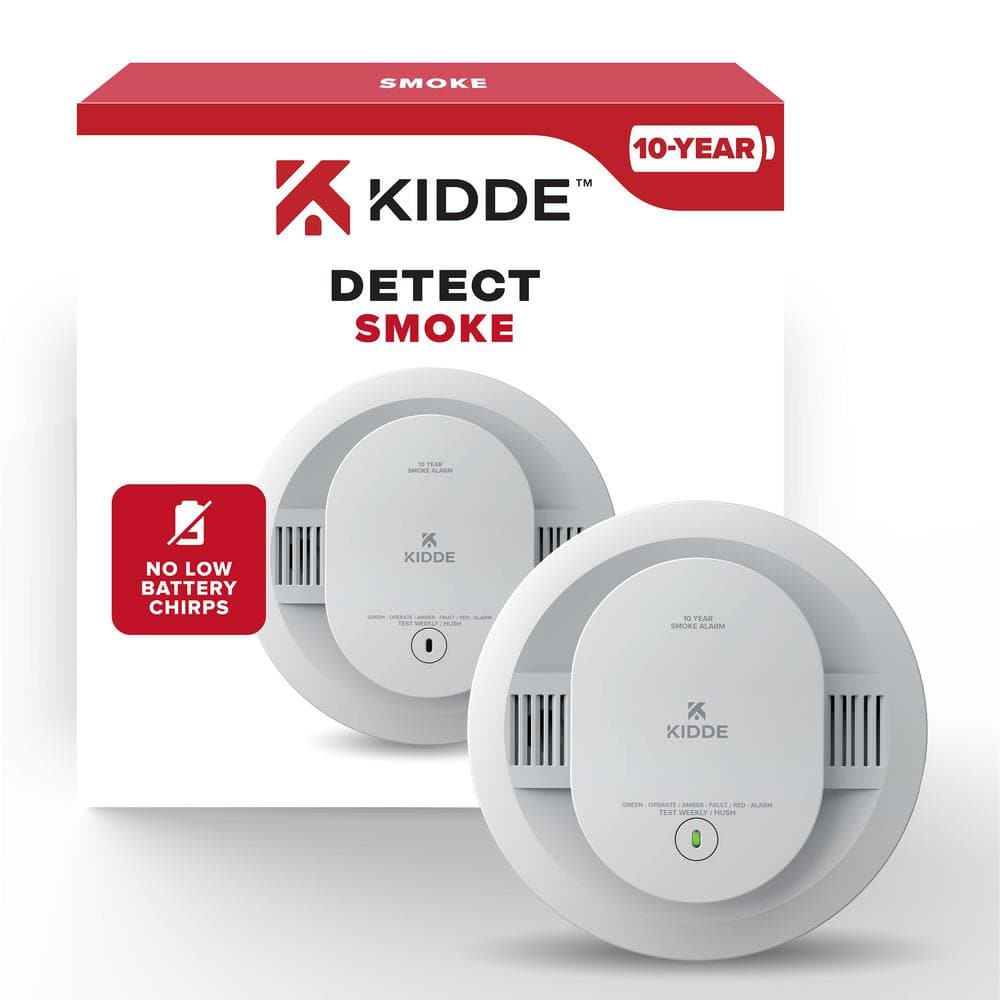 10-Year Battery Powered Smoke Detector with Alarm LED Warning Lights -  Kidde, 20SD10