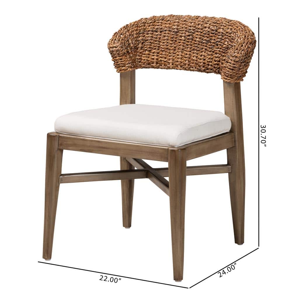 Chloe Bohemian Mahogany and Natural Rattan Dining Chair