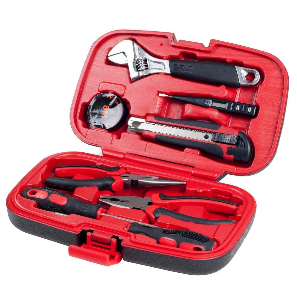 Basics 65-Piece General Household Home Repair and Mechanic's Hand  Tool Kit Set, Black