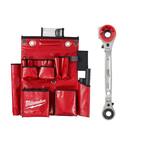 Lineman's Compact Aerial Tool Apron with Lineman's 5-In-1 Ratcheting Wrench with Smooth Strike Face (2-Piece)