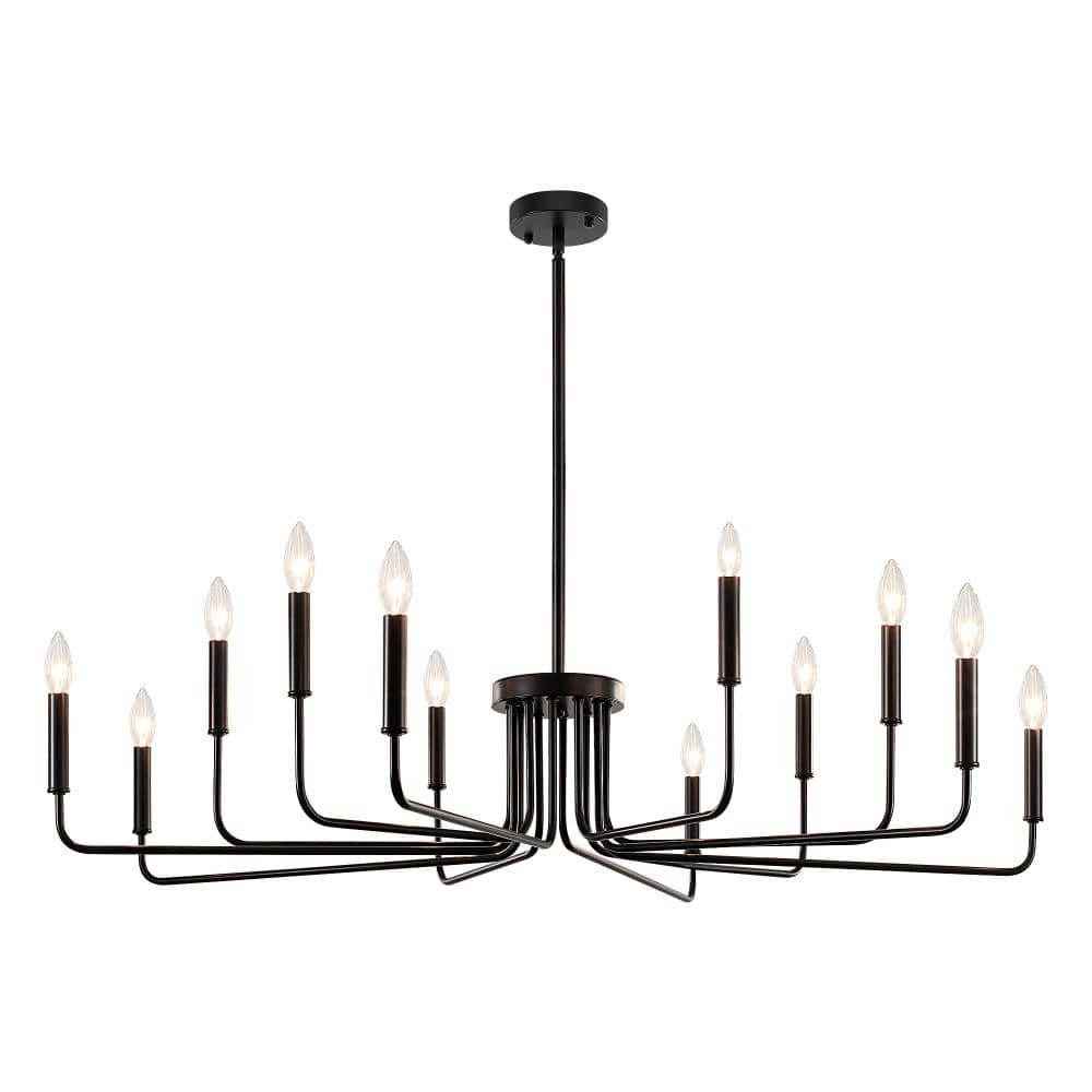 12 - Light Candle Style Classic Matte Black Chandelier For Dining Living Room price history on PriceWatchPro