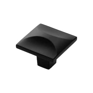 Crest Collection Knob 1-1/4 in. Square Matte Black Finish Modern Zinc Knob (10 Pack)