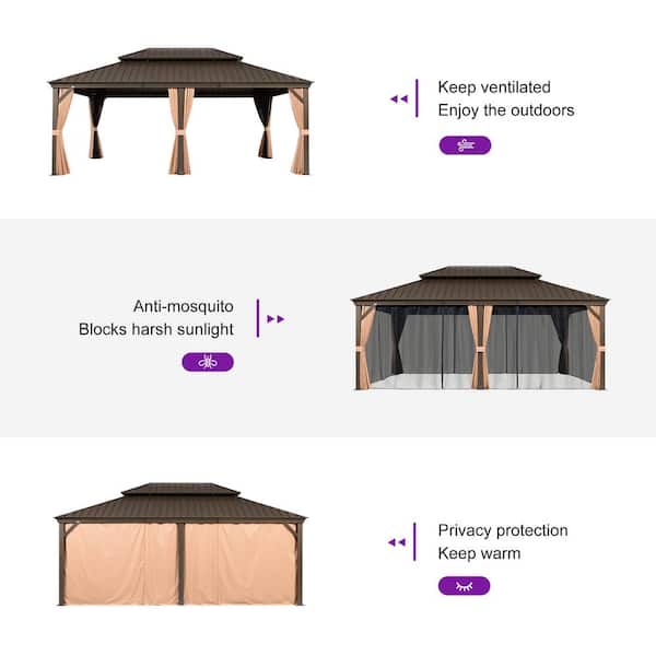 PURPLE LEAF 12 ft.x 26 ft.Bronze Luxury Aluminum Frame Hardtop