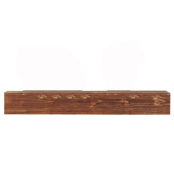 Unbranded 60 in. W. x 9 in. Natural Wood Floating Wall Shelves, Wood Fireplace Mantel, Wall Mounted, Light Brown Corner Molding
