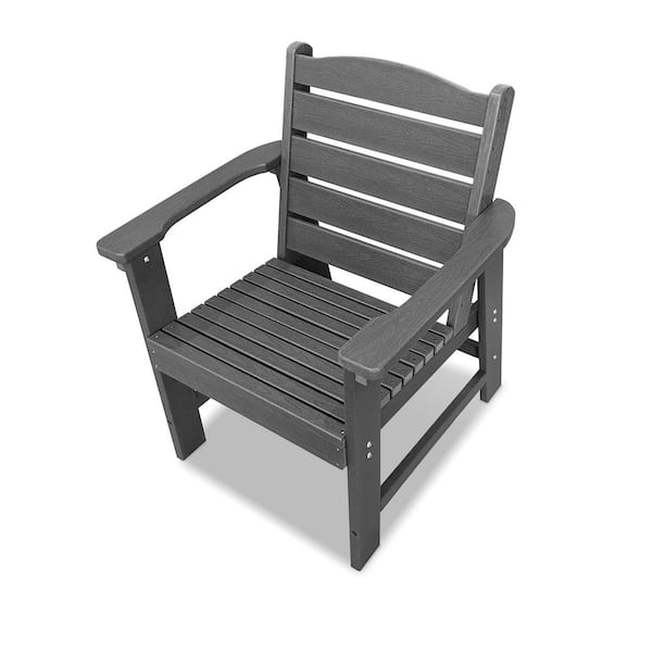 HDPE Patio Dining Chair, Ladder Back, 1-Person, Weather-Resistant, 600 lbs. Weight Capacity, Gray