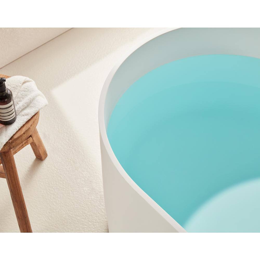 67" Glossy White Stone Resin Freestanding Soaking Bathtub