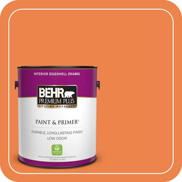 BEHR PREMIUM PLUS 1 gal. #240B-6 Orange Zest Eggshell Enamel Low Odor Interior Paint & Primer