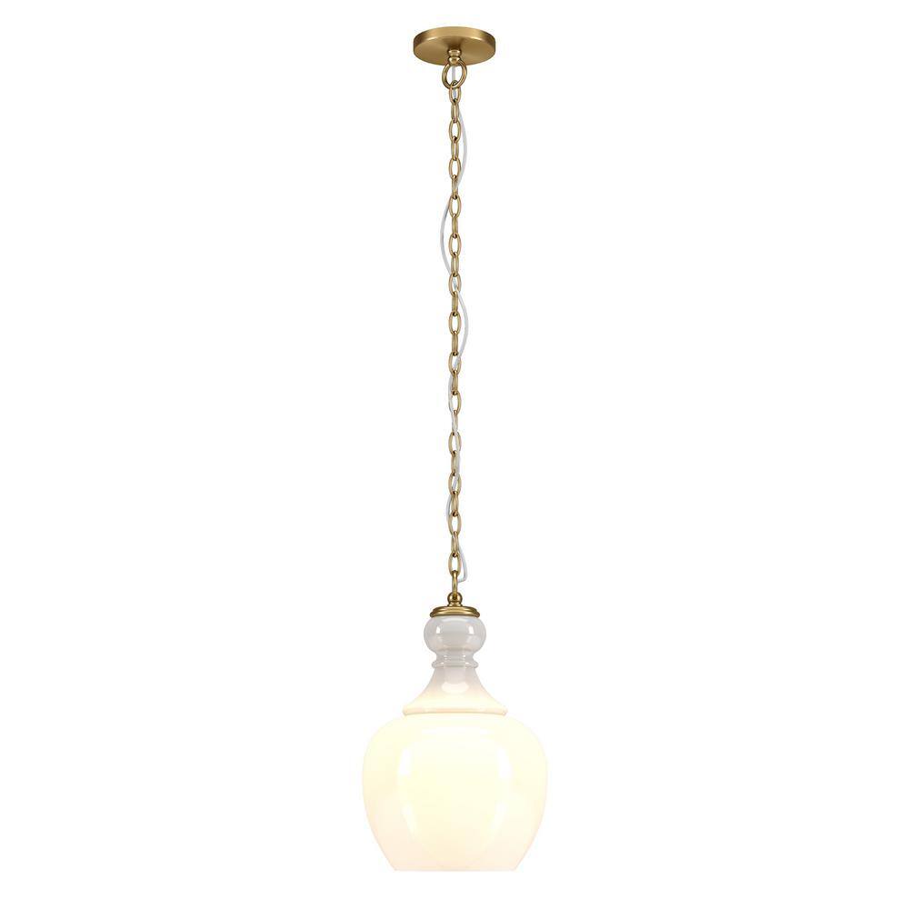 Verona 11" Wide Milk Glass Pendant Light with Brass Finish