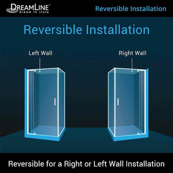DreamLine Flex 36 in. D x 36 in. W x 74.75 in. H Framed Pivot Corner Shower Enclosure in Chrome and Black Shower Base