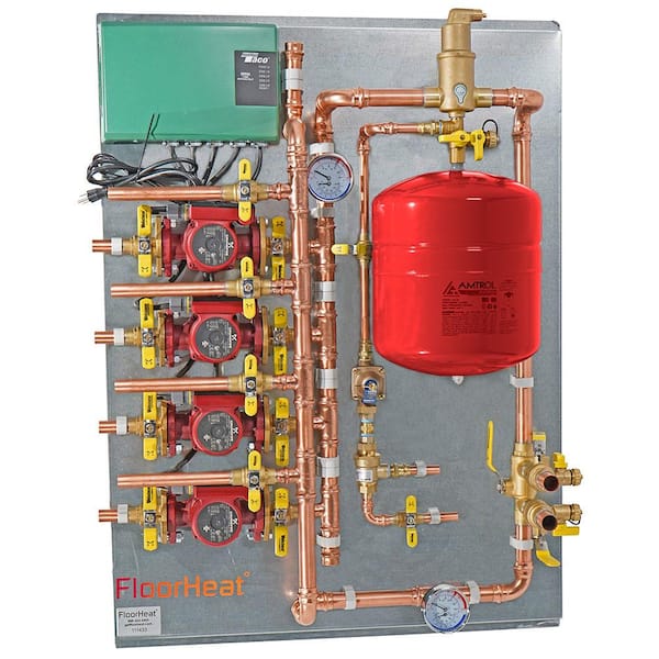 FloorHeat 4 Zone Radiant Heat Distribution Panel for Use with Glycol