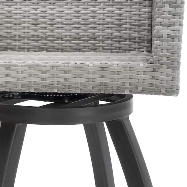 Cannes All-Weather Wicker Motion Outdoor Barstools with Sunbrella Spa Blue Cushions (2-Pack)