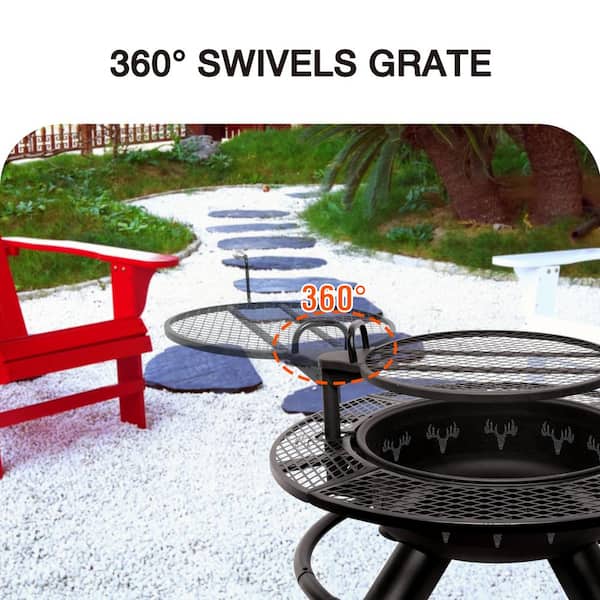 Bestier 47 in. Wood Burning Fire Pit Outdoor Backyard Patio