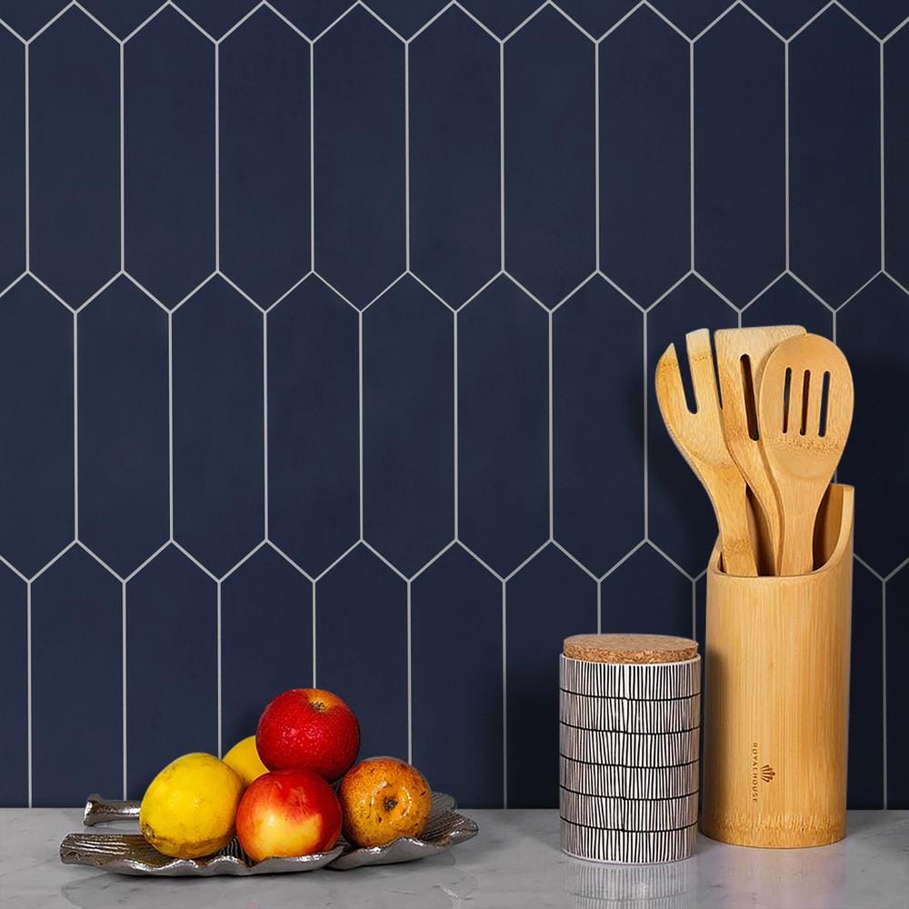 Navy Blue Hexagonal Peel and Stick Mosaic Tile Sheet