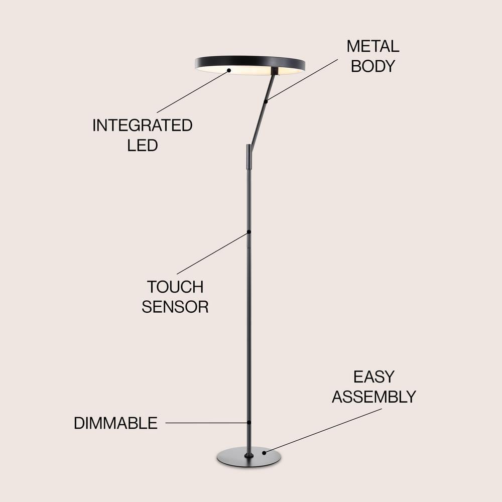 Black Arc Touch LED Metal Floor Lamp