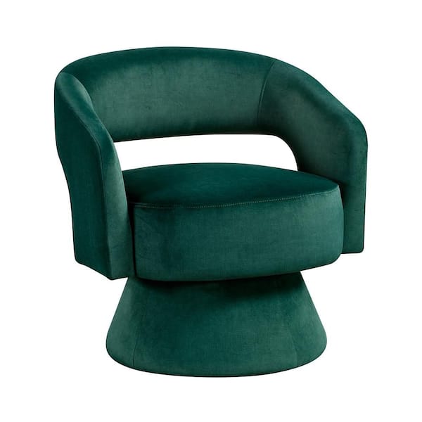 Laurie Green Velvet Upholstery Swivel Arm Chair