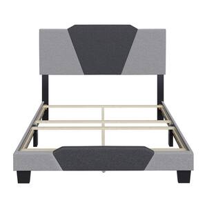 Tucker Black and Grey Linen Full Upholstered Platform Bed Frame