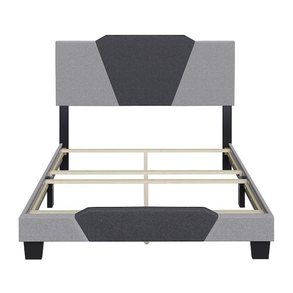 Boyd Sleep Tuscany Upholstered Geometric Charcoal and Gray Linen Platform Bed Frame, Full