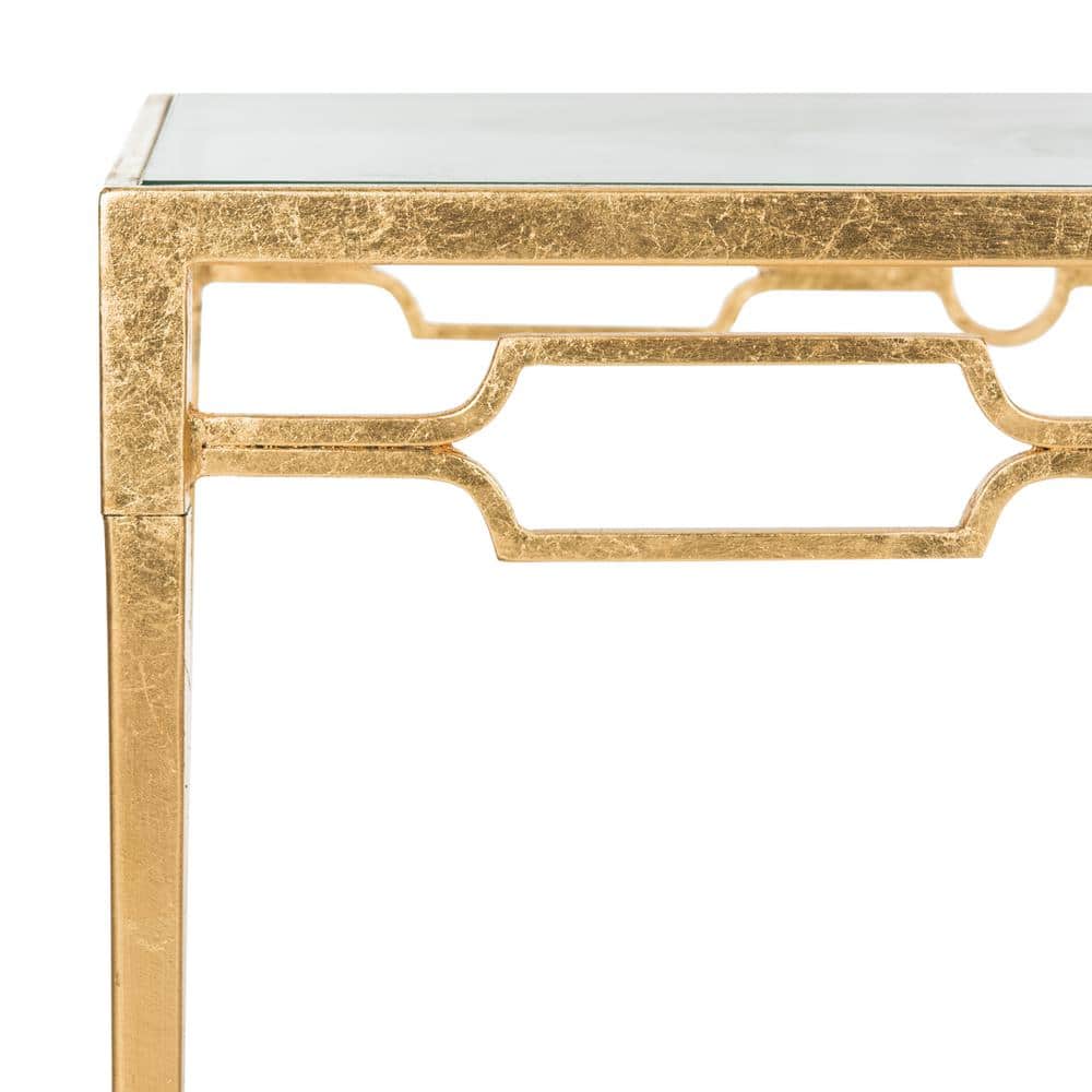Rectangular Gold Glass Transitional Coffee Table
