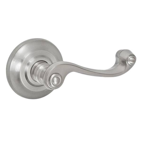 Fusion 5.2 in. Brushed Nickel Ornate Passage Set Lever with Cambridge Rose