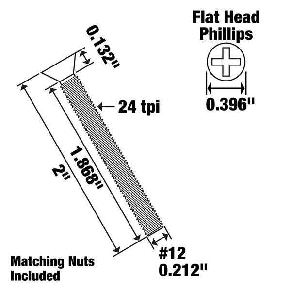 thumbnail image 2 of #12-24 Phillips Flat Head Machine Screws – Zinc Plated Steel – TheBoltBarn – Pick Length & Qty 2 of 6