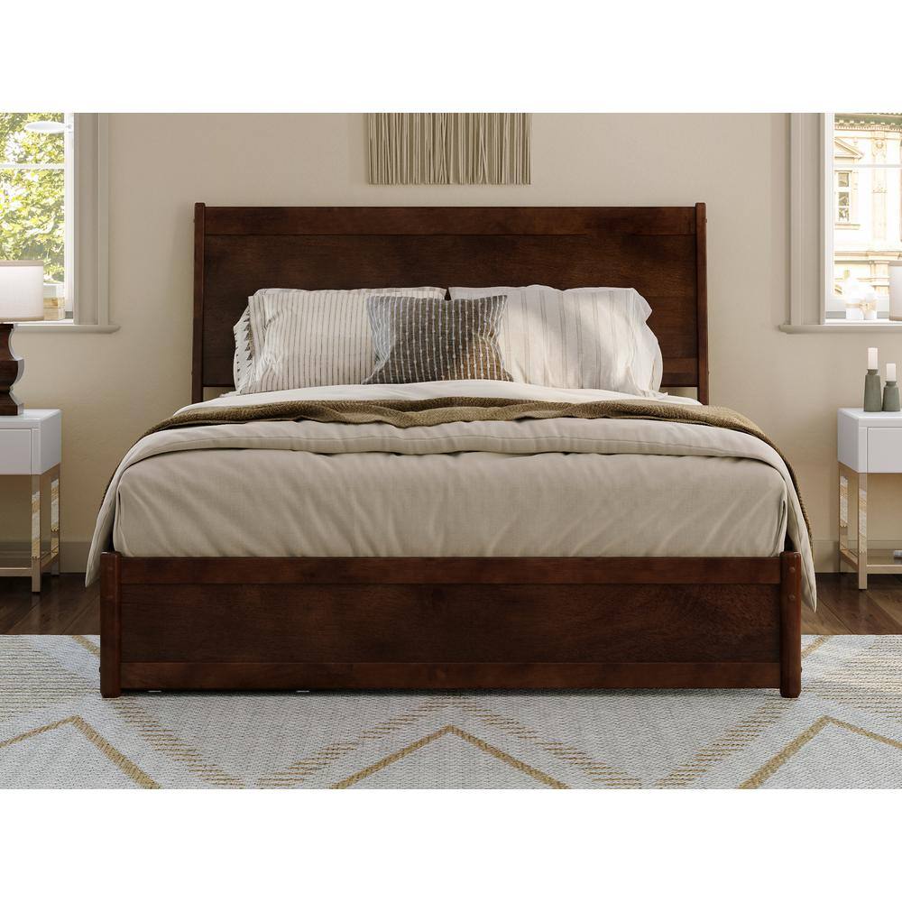 Casanova Queen Dark Walnut Wood Platform Bed with Storage Drawers