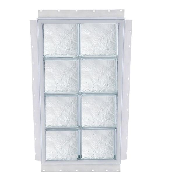 TAFCO WINDOWS 8 in. x 56 in. NailUp Ice Pattern Solid Glass Block Window