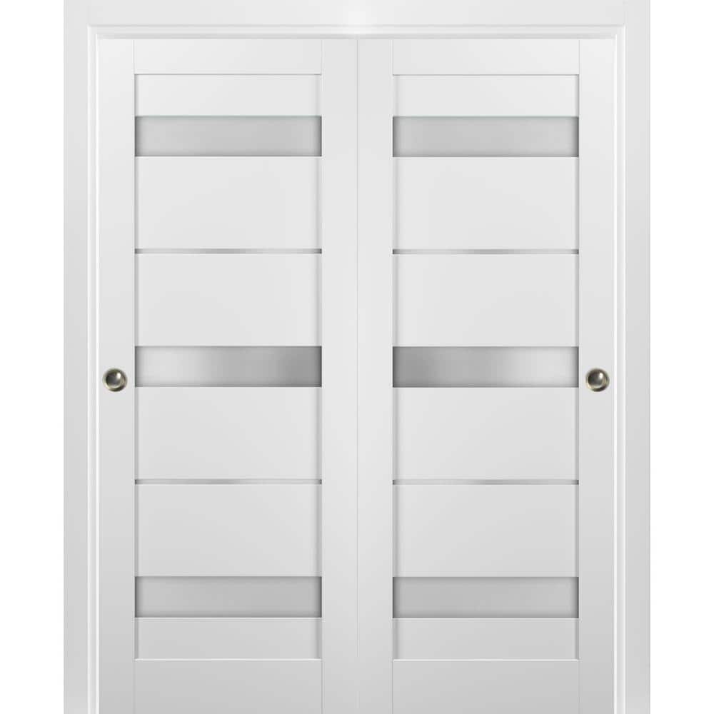 Assembly Required 56 in. x 96 in. Panel White Finished Pine MDF Sliding Door with Bypass Sliding Kit price history on PriceWatchPro