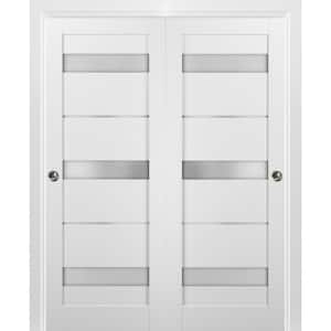 60 in. x 96 in. Panel White Finished Pine MDF Sliding Door with Bypass Sliding Kit