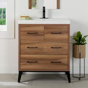 Solway 31 in. W x 19 in. D x 37 in. H Single Sink  Bath Vanity in Caramel Mist with White Cultured Marble Top