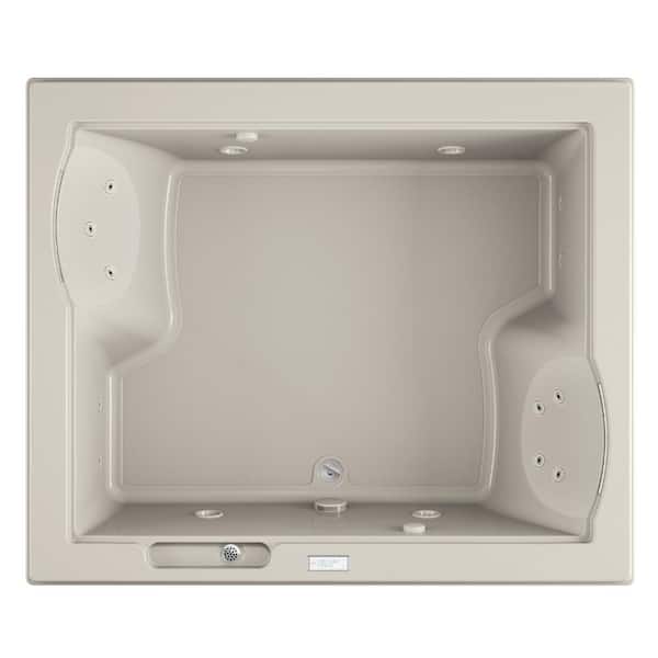 JACUZZI FUZION 71.75 in. x 59.75 in. Rectangular Whirlpool Bathtub with Center Drain in Oyster