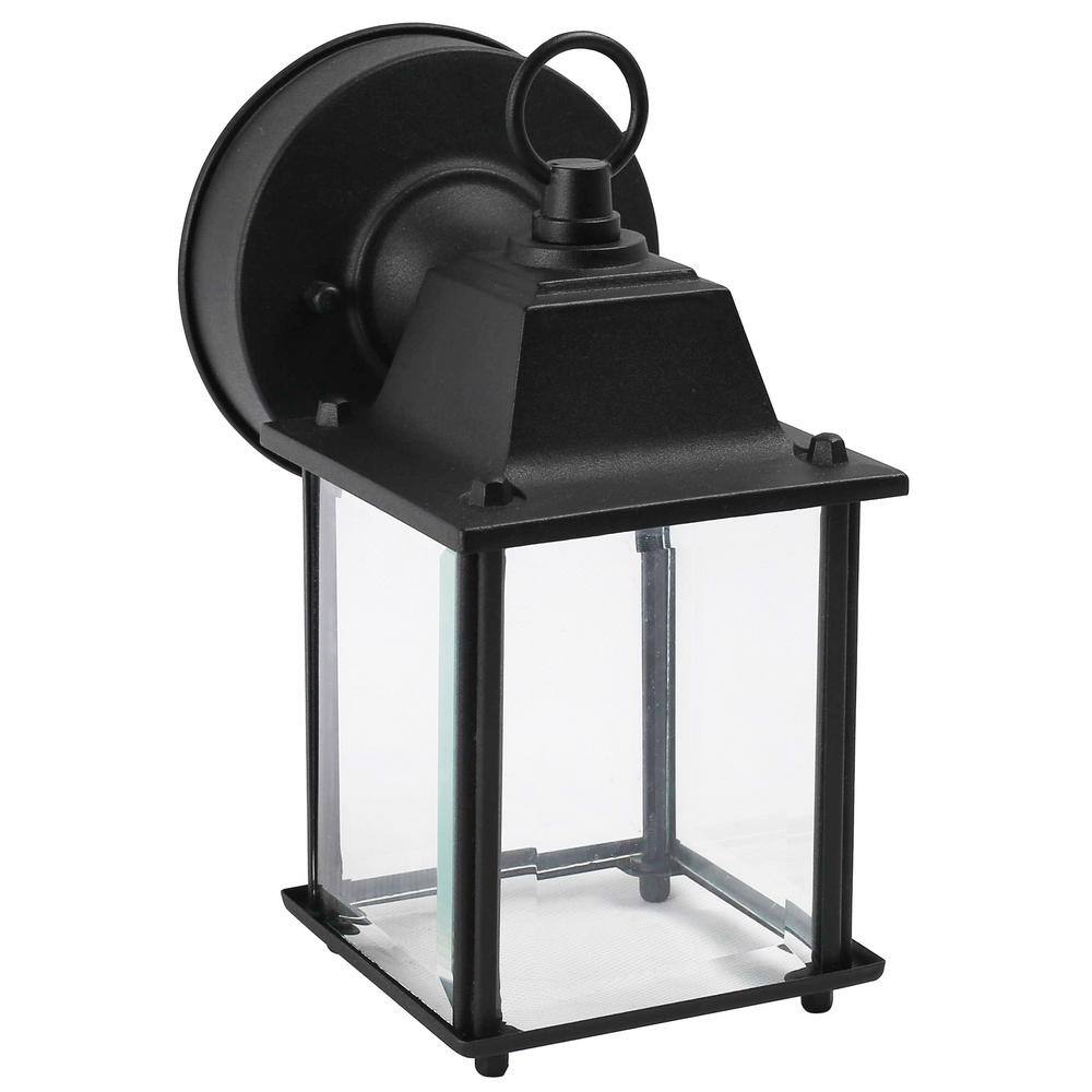 1-Light Black Hardwired LED Outdoor Wall Lantern Sconce (1-Pack)