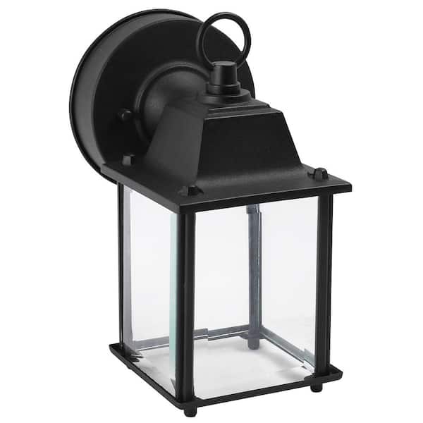 Unbranded 1-Light Black Hardwired LED Outdoor Wall Lantern Sconce (1-Pack)