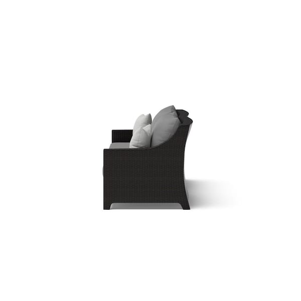 Deco Wicker Outdoor Patio Sofa with Sunbrella Charcoal Gray Cushions