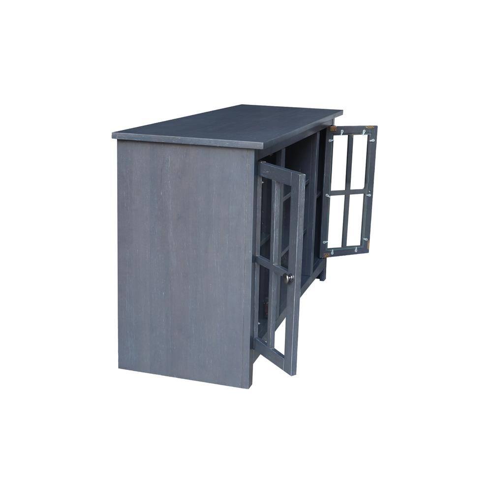 Heather Grey-Antique Solid Wood TV Stand with Cabinet Storage