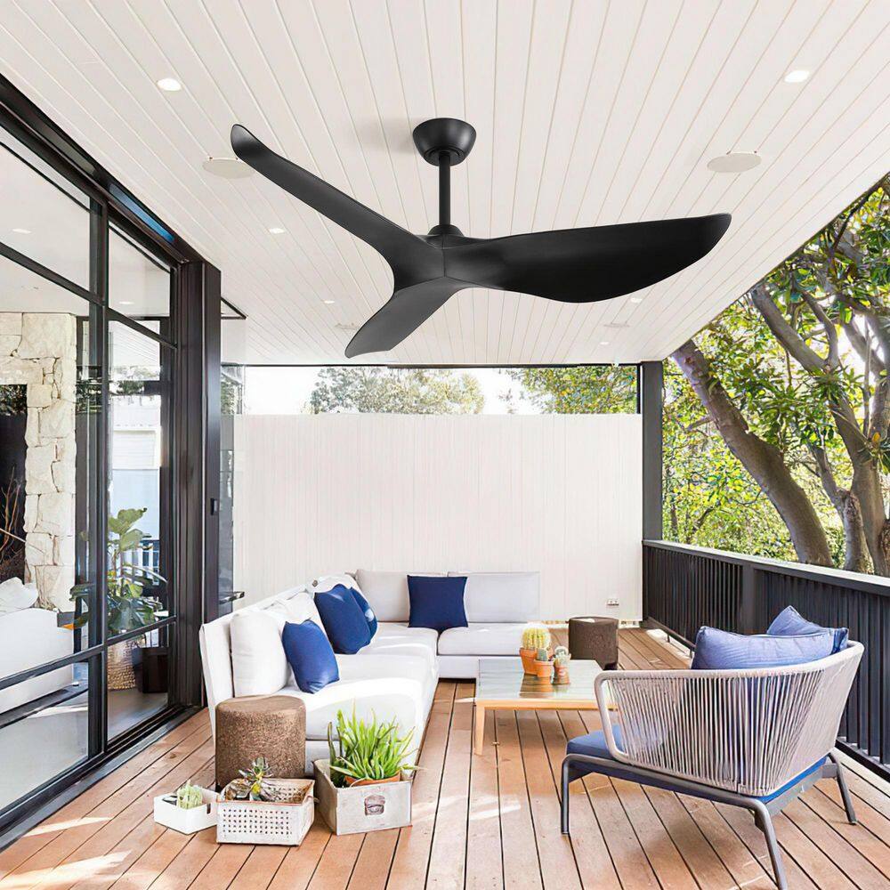 52 in. Black Indoor Downrod Mount Propeller Ceiling Fan with Remote Control and DC Motor for Living Room price history on PriceWatchPro