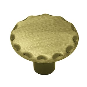 1-1/8 in. (28mm) Antique Brass Scallop Edge Round Cabinet Knob