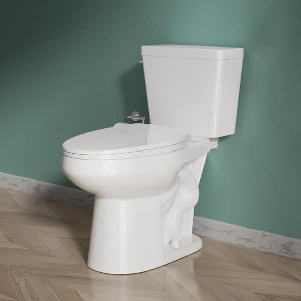 Kuomih 17 in. Two-Piece Elongated Chair Height Toilet 1.28 GPF
